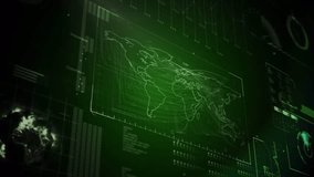 Animation of data processing and icons over world map and globe. Data processing, communication and technology concept digitally generated video. - Powered by Shutterstock - Get 15% off with code: PIKWIZARD15