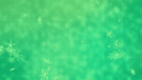 Animation of data processing over snowflakes on green background. Technology, computing and digital interface concept digitally generated video. - Powered by Shutterstock - Get 15% off with code: PIKWIZARD15