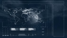 Animation of data processing with world map over moon and sun. Global computing, technology and digital interface concept digitally generated video. - Powered by Shutterstock - Get 15% off with code: PIKWIZARD15