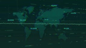 Digital clock animation over world map with numerical data and grid lines. Time, global, network, futuristic, technology, information - Powered by Shutterstock - Get 15% off with code: PIKWIZARD15