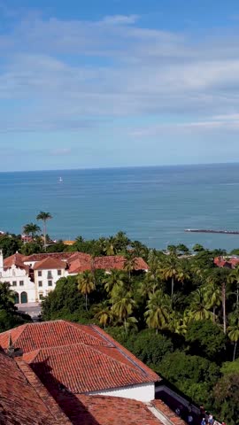 Panoramic view of tourism landmark at Recife Brazil. Capital city of Pernambuco state. Tropical destination.
