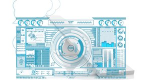 Animation of blue and white interface screen with scanner and data processing. global connections, data processing and interface technology concept digitally generated vide - Powered by Shutterstock - Get 15% off with code: PIKWIZARD15