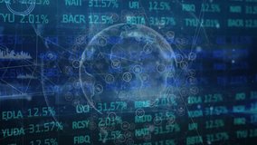 Animation of data processing and globe over dark background. global connections, data processing and technology concept digitally generated video. - Powered by Shutterstock - Get 15% off with code: PIKWIZARD15