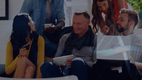 Animation of data processing and globe over diverse business people using electronic devices. global business, connections and data processing concept digitally generated video. - Powered by Shutterstock - Get 15% off with code: PIKWIZARD15