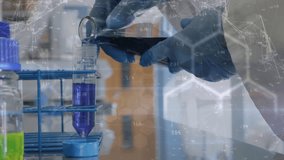 Animation of dna strand and data processing over caucasian scientist in lab. global science, data processing and digital interface concept digitally generated video. - Powered by Shutterstock - Get 15% off with code: PIKWIZARD15