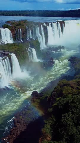 Iguazu Falls In Parana Brazil. Waterfalls Water. Flowing Cascade. Parana Brazil. Scenic Nature. Iguazu Falls In Parana Brazil.