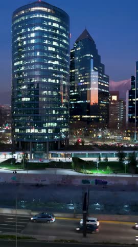 Santiago Chile. Cityscape of main city Santiago Chile in metropolitan region. Urban city life scenery with towers offices buildings and skyscrapers. Downtown Santiago Chile.