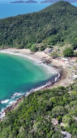 Retiro Dos Padres Beach At Bombinhas In Santa Catarina Brazil. Beach Skyline. Nature Landscape. Summer Travel. Retiro Dos Padres Beach At Bombinhas In Santa Catarina Brazil. Tropical Scenery.