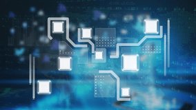 Animation of network of connections and digital interface over man wearing vr headset. Global connections business digital interface technology and networking concept digitally generated video. - Powered by Shutterstock - Get 15% off with code: PIKWIZARD15