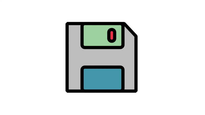 Floppy Disk Animated Icon. Retro style animated floppy disk icon representing classic data storage, vintage computing, and save symbols.
