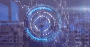 Animation of digital interface and data processing over cityscape. Global science, connections, data processing and digital interface concept digitally generated video. - Powered by Shutterstock - Get 15% off with code: PIKWIZARD15