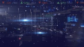 Animation of data processing over cityscape. Global business and digital interface concept digitally generated video. - Powered by Shutterstock - Get 15% off with code: PIKWIZARD15