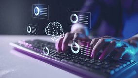 Virtual office AI Cloud storage database system, file storage digital transformation technology, file access, doc sharing business finance, AI-powered analyze big data analyze, AI performance - Powered by Shutterstock - Get 15% off with code: PIKWIZARD15