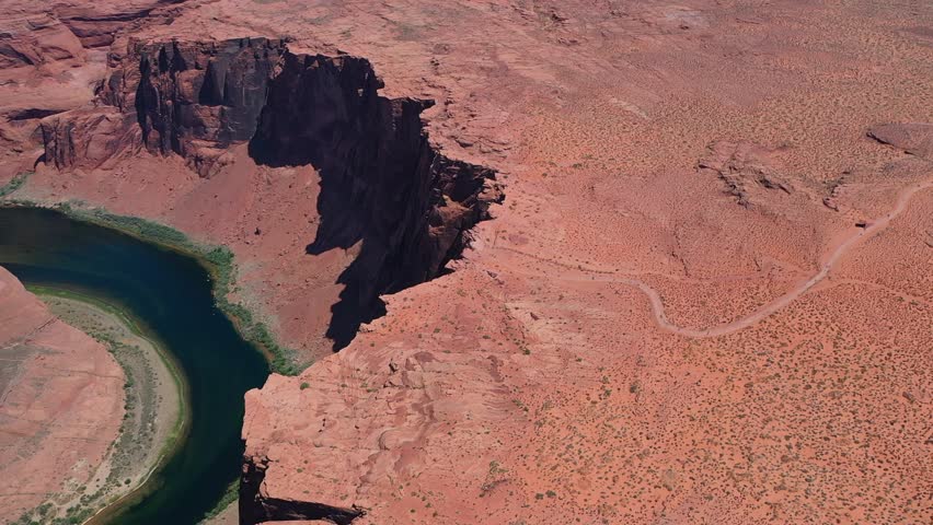 Aerial view to Horseshoe bend landmark near Page city in Arizona, USA