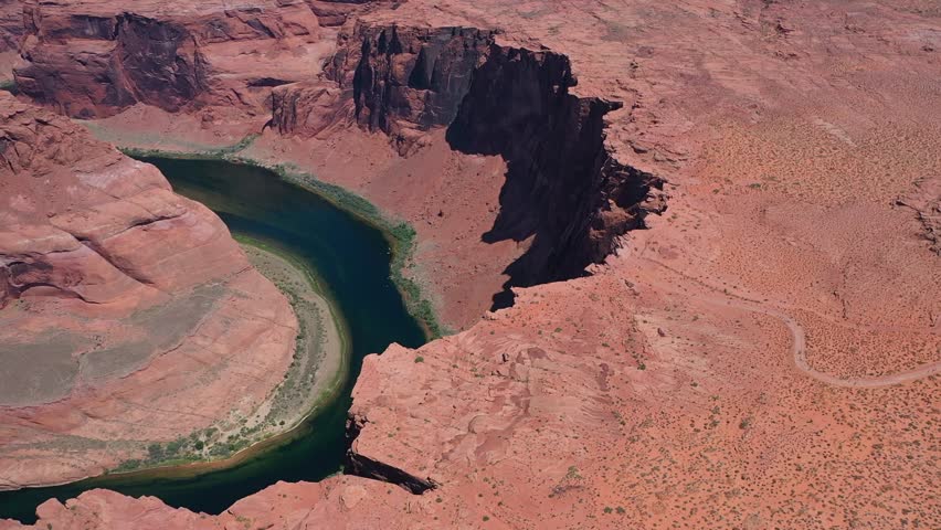Aerial view to Horseshoe bend landmark near Page city in Arizona, USA