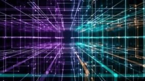 Abstract digital network grid with glowing neon lines and points moving through a dark futuristic - Powered by Shutterstock - Get 15% off with code: PIKWIZARD15