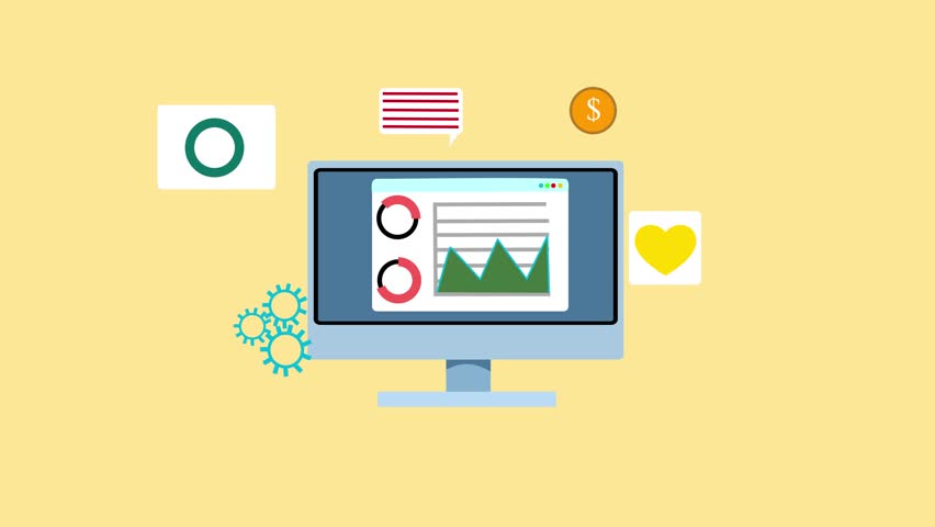 Digital analytics and business growth animation