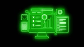 Glowing computer monitor with data analytics interface animation - Powered by Shutterstock - Get 15% off with code: PIKWIZARD15
