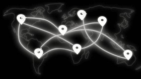 Glowing world map with flight paths and location markers animation - Powered by Shutterstock - Get 15% off with code: PIKWIZARD15