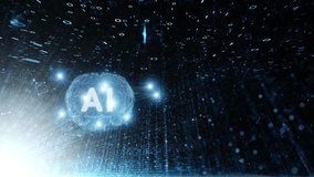 Artificial intelligence human brain with binary number loop animation. - Powered by Shutterstock - Get 15% off with code: PIKWIZARD15