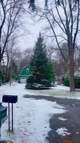Snowy Streets and Winter Homes in Ridgefield, Connecticut 