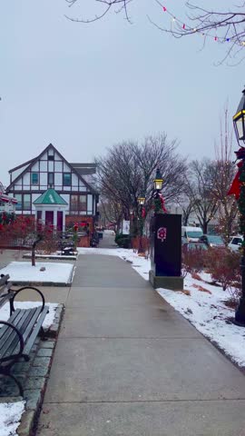 Snowy Streets and Winter Homes in Ridgefield, Connecticut 