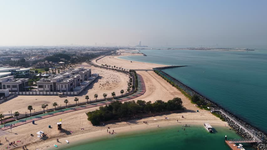 Flight over Jumeirah Beach in Dubai, United Arab Emirates