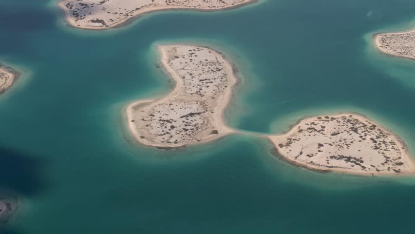 Drone shot of The World Islands in Dubai, United Arab Emirates