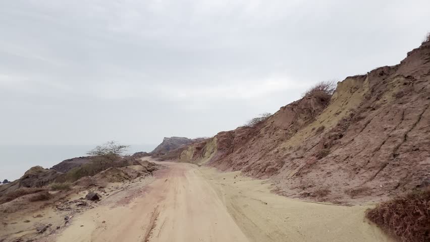 Colorful Clay Hills Dirt Road Under Overcast Sky
Scenic dirt road through colorful clay hills and eroded badlands under cloudy sky, remote landscape, travel route, no people.