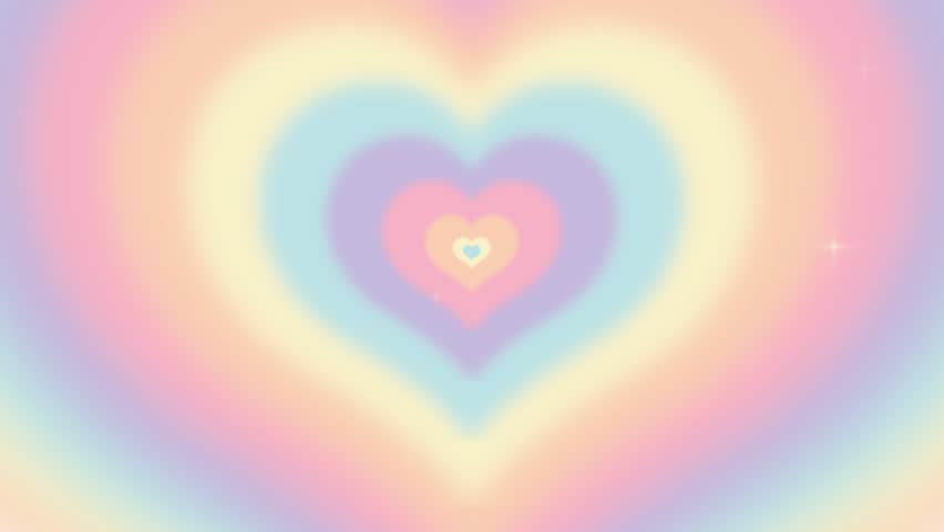 pastel rainbow color heart tunnel looping animation background