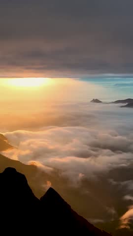 Evening Sunset  Sky with Clouds Over Mountains Vertical Video