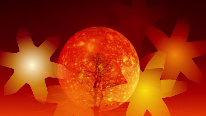 Animated red planet with three stars