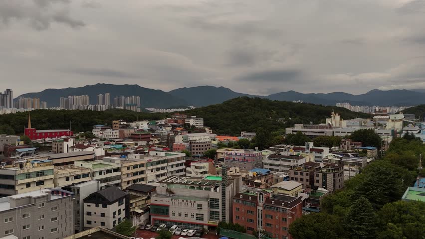 Aerial view of residential areas, buildings and apartments in Seoul South of Korea