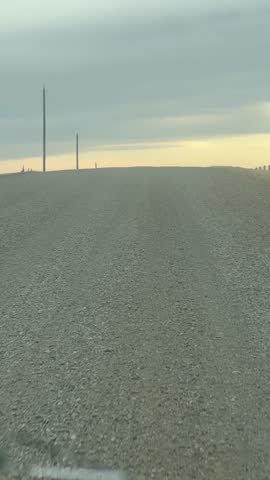 Driving Through Rural Alberta Gravel Road Drivers POV. Siksika Nation Albert Canada. 