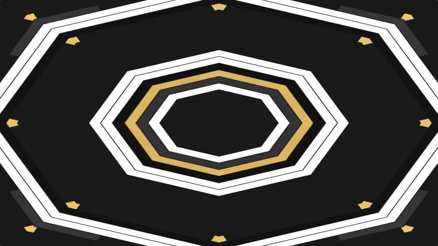 Video frames show rotating octagonal rings in white gold on a black background