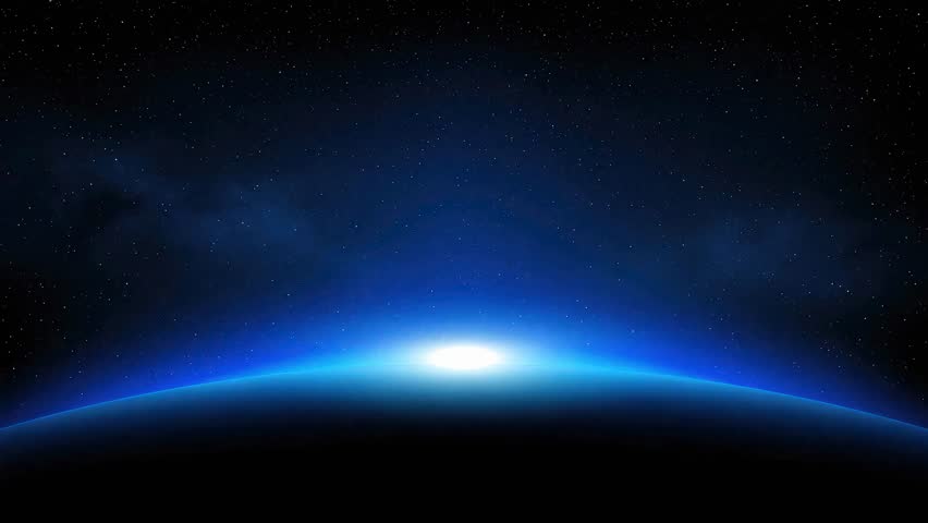Spectacular Sunrise from Space Over Planet Earth with Glowing Rays and Starry Background