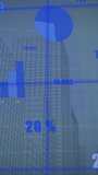 Animation of multiple graphs with changing numbers over modern buildings against sky. Digital composite, multiple exposure, report, business, growth, abstract and architecture concept. - Powered by Shutterstock - Get 15% off with code: PIKWIZARD15
