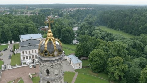 Aerial Drone Flying around Dubrovitsy Church