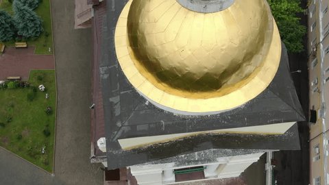 Drone Descending over Trinity Cathedral Bell Tower