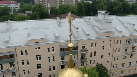 Drone Circling Cross above Trinity Cathedral