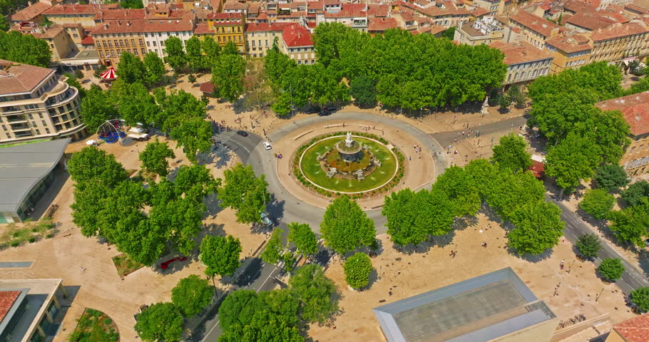Aerial view old town of Aix-en-Provence in the Provence, south France.