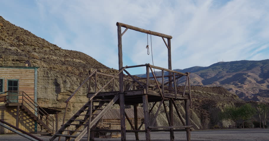 Gallows against blue sky at an Old Western Town