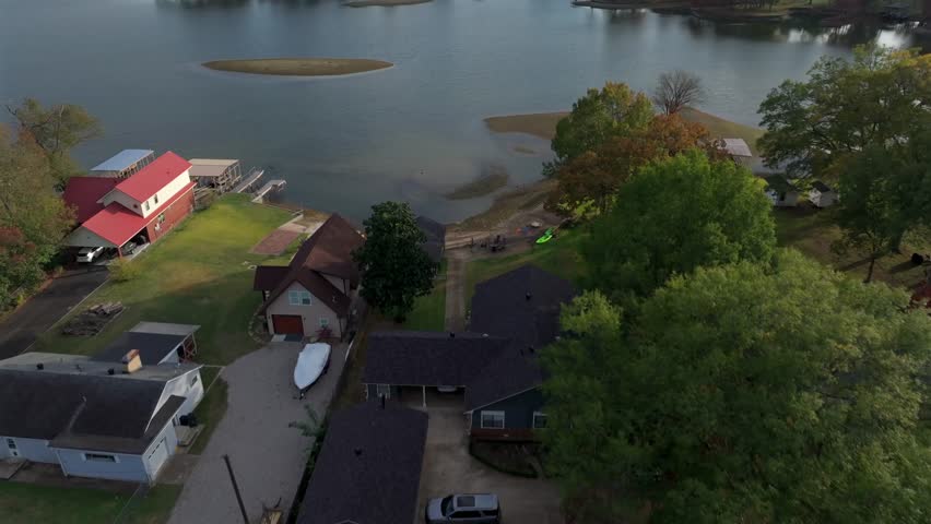 Drone Flight Over Lake with Beautiful Fall Colors 3