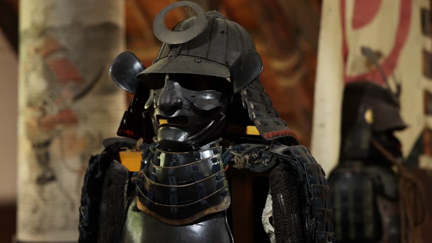 Ancient Japanese Samurai Armor in Room