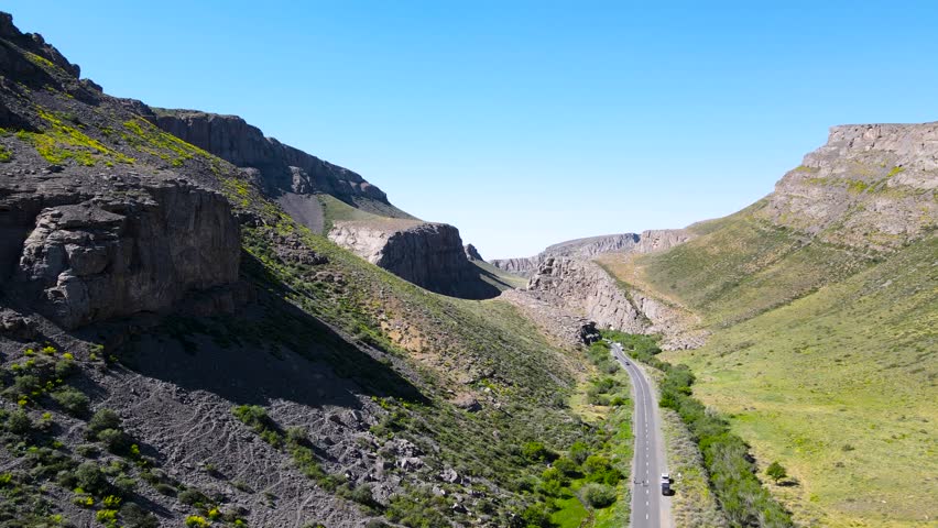 road in a stone canyon. road in a gorge. mountain road