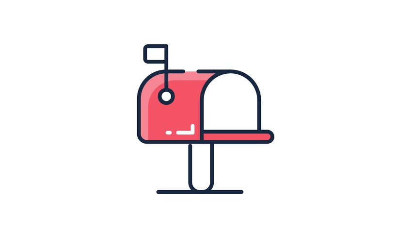 Customizable flat outline animated icon of mail box, ready to use