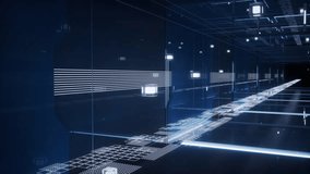 Abstract digital data tunnel moving through blue fiber optic network lines in futuristic cyberspace background - Powered by Shutterstock - Get 15% off with code: PIKWIZARD15