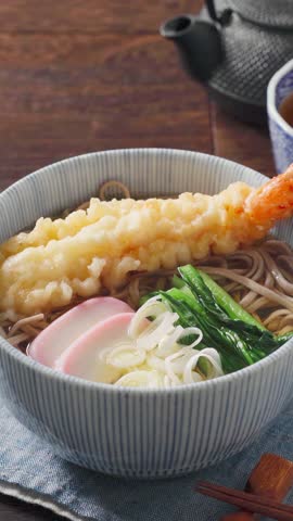 Japanese Tempura Soba with Shrimp