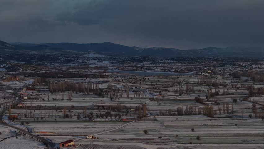 Scenic Winter Landscape with Snowy Fields.