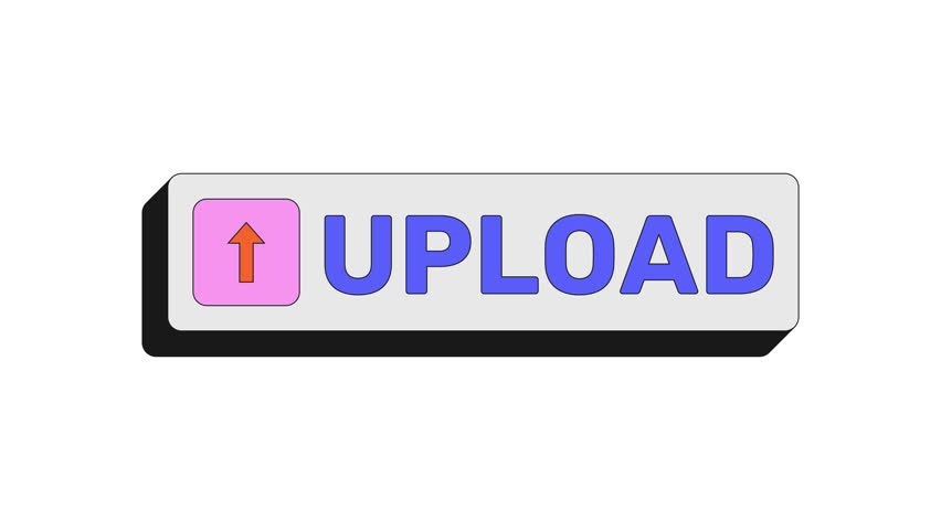 Upload modern clickable button animation. Submit file. Send content. User sharing. Document, media transfer tool. Animated UI element. Web interface call-to-action. Colorful micro interaction
